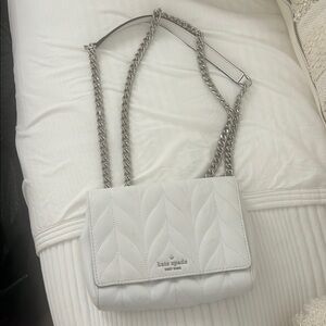 Kate Spade White Quilted Crossbody Bag with Chain Strap